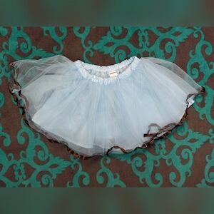 Kids' Blue Tutu Skirt with Brown Trim
